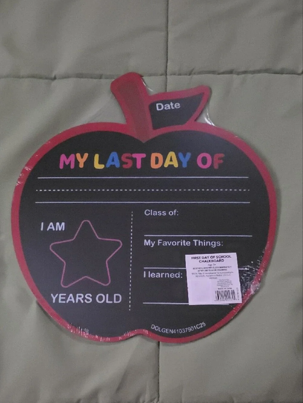 My First Day Of School Chalkboard Sign
